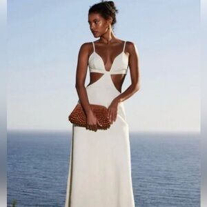 CULT GAIA Selah Linen Midi Dress Off White Womens Size Medium